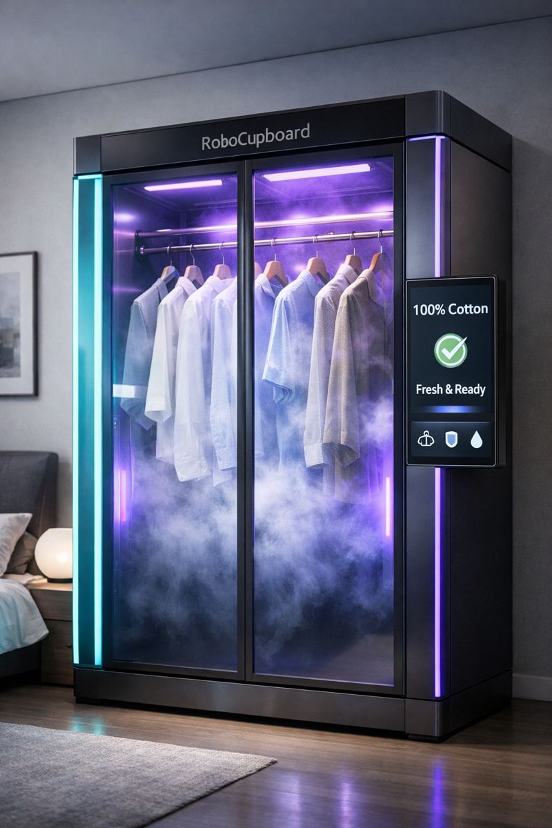 RoboCupboard autonomous wardrobe with UV light and steam